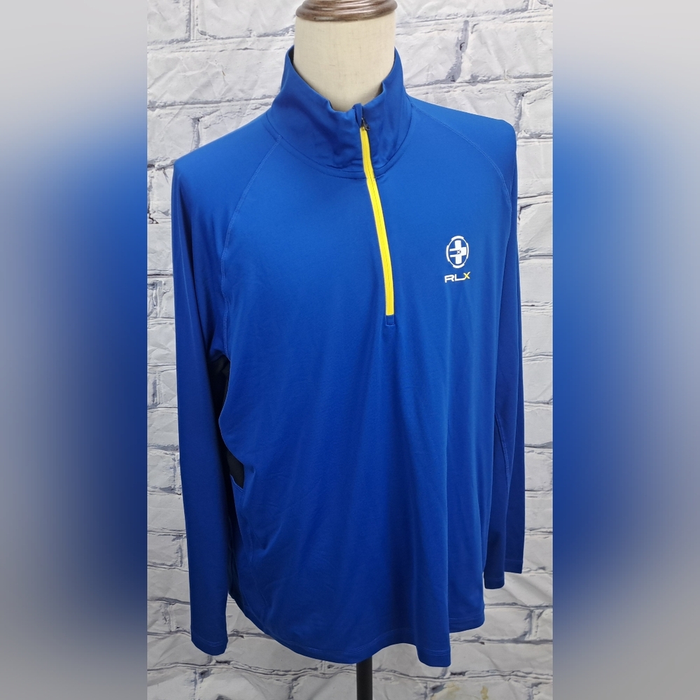 RLX Ralph Lauren Men's Half Zip Performance Jacket Pullover Blue Golf XXL 2XL - Picture 2 of 16